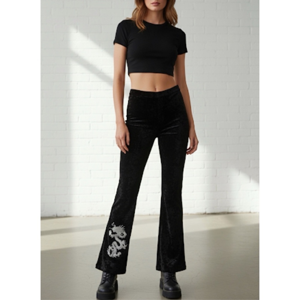 Edgy Y2K Princess Polly Velvet Dragon Pants Size 4
Grunge Embroidery Cottagegoth